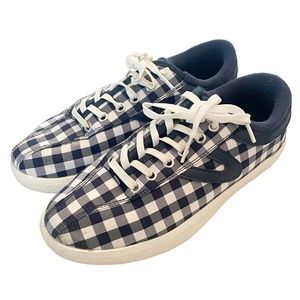 Draper James x Tretorn Youth Size 3 Nylite Plus Navy Gingham Canvas‎ Sneakers